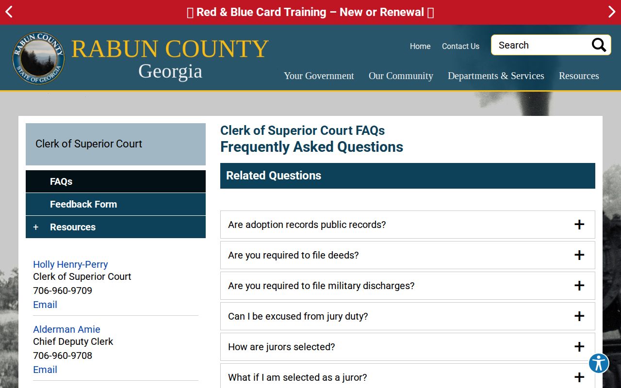 Rabun County Superior Court clerk information for criminal case records