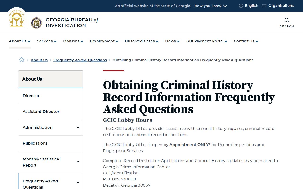 GBI criminal history guidance supporting lawful Rabun County registry use