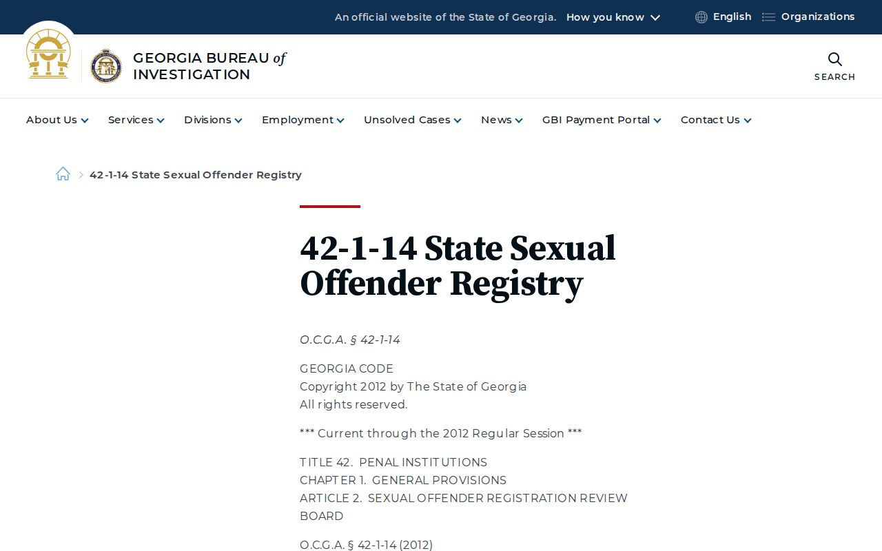 Georgia registry classification law relevant to Rabun County registrants