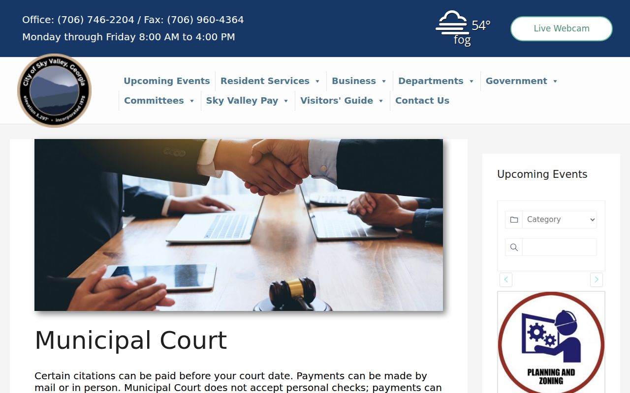 Sky Valley criminal records Municipal Court page