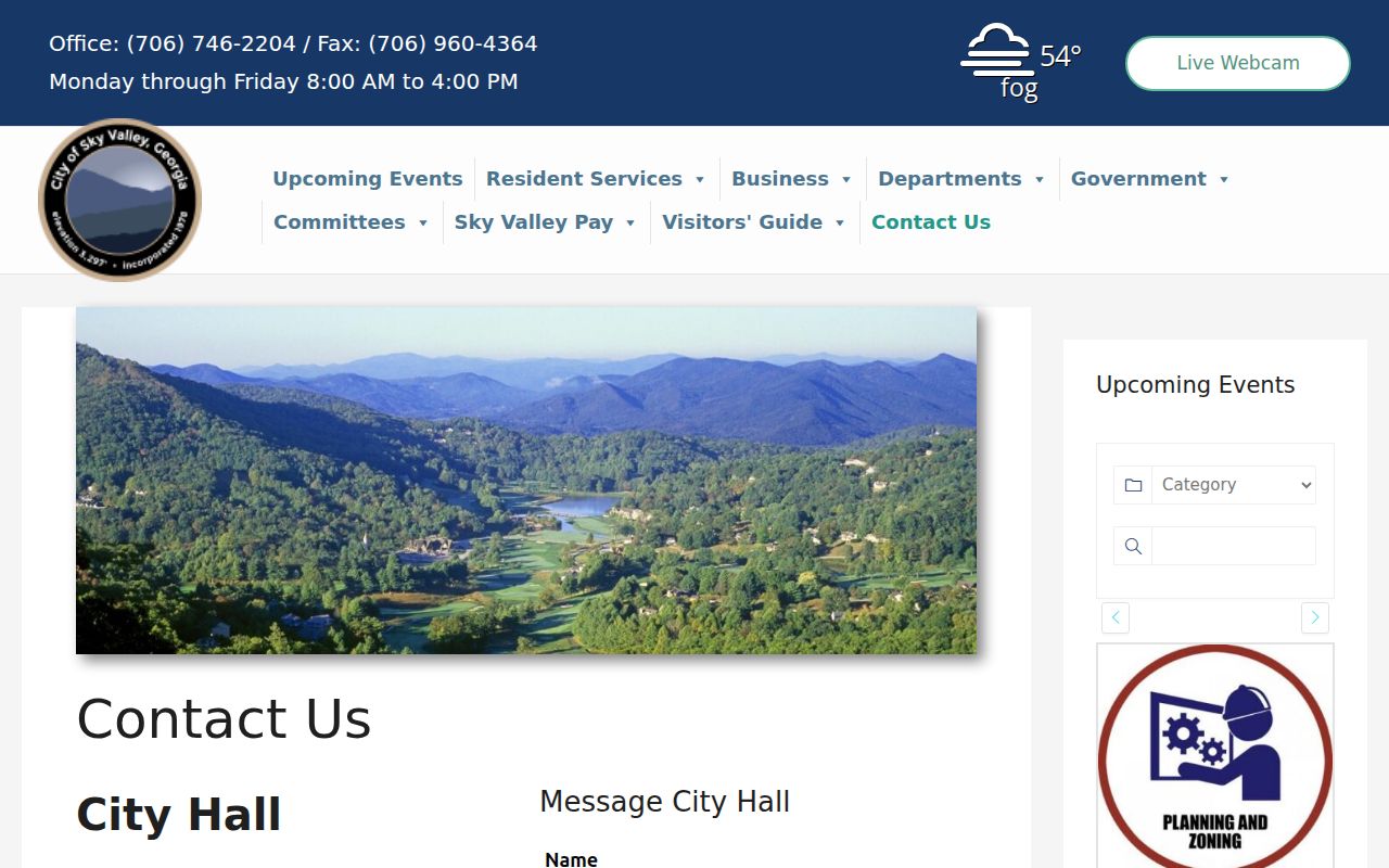 Sky Valley criminal records City Hall contact page